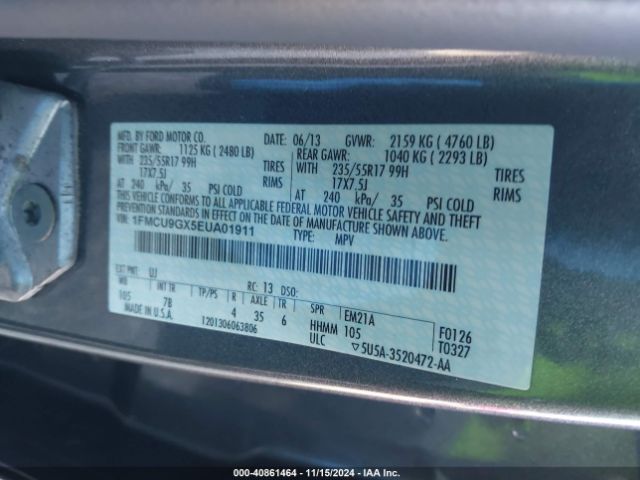 1FMCU9GX5EUA01911 Ford ESCAPE SE