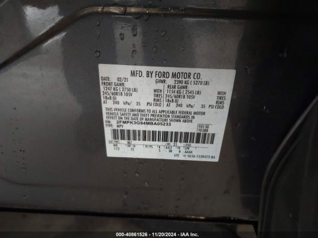 2FMPK3G94MBA05233 Ford EDGE SE