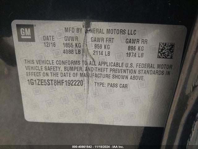 Chevrolet MALIBU 1LT 2017 1G1ZE5ST8HF192220 Image 9