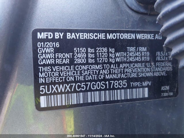 5UXWX7C57G0S17835 BMW X3 Xdrive35i