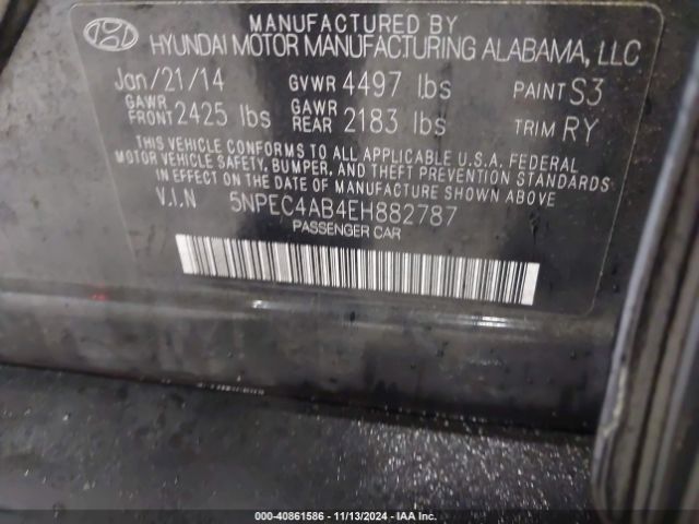 5NPEC4AB4EH882787 Hyundai Sonata Limited 2.0t