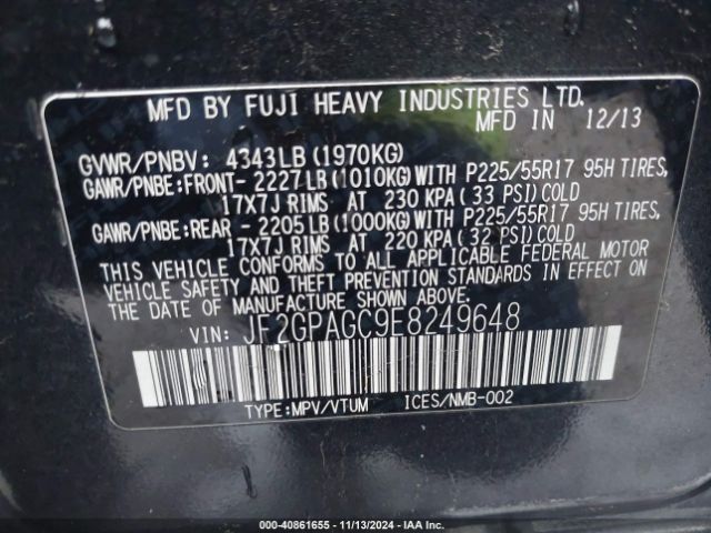 JF2GPAGC9E8249648 Subaru Xv Crosstrek 2.0i Limited