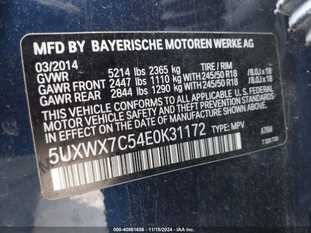 5UXWX7C54E0K31172 BMW X3 Xdrive35i