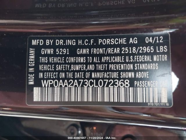 2012 PORSCHE PANAMERA WP0AA2A73CL072368 Photo 8