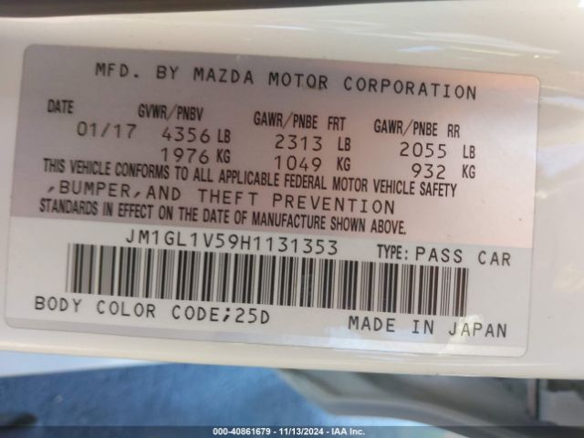 JM1GL1V59H1131353 Mazda Mazda6 Touring