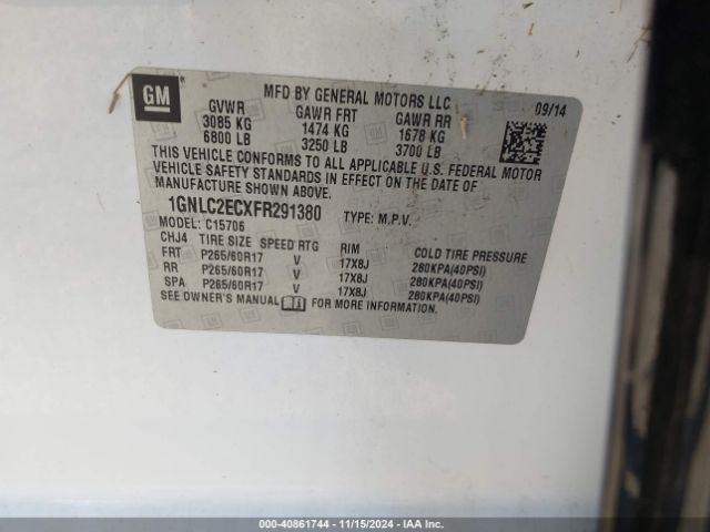 1GNLC2ECXFR291380 Chevrolet Tahoe Commercial Fleet