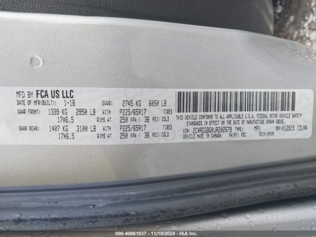 2C4RDGBG0JR202679 Dodge Grand Caravan Se Plus