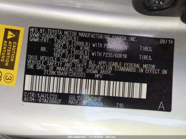 2T2BK1BA9FC282003 Lexus RX 350