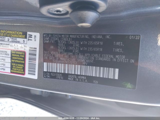 5TDGARAH7NS512153 Toyota Highlander Hybrid Xle
