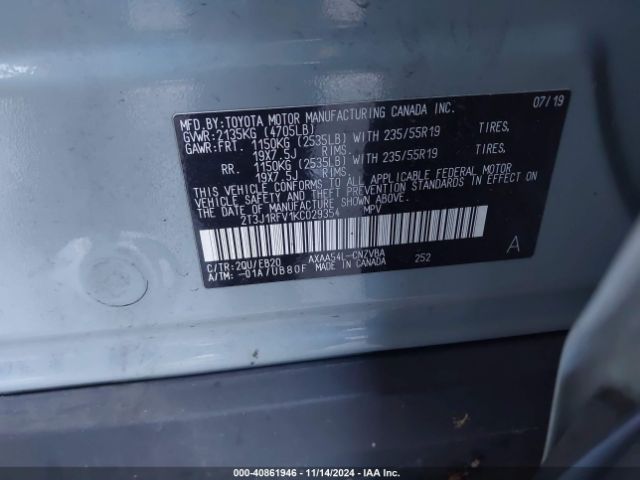 2T3J1RFV1KC029354 Toyota Rav4 Adventure