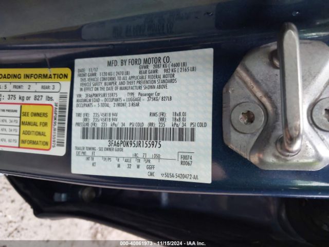 3FA6P0K95JR155975 Ford Fusion Titanium