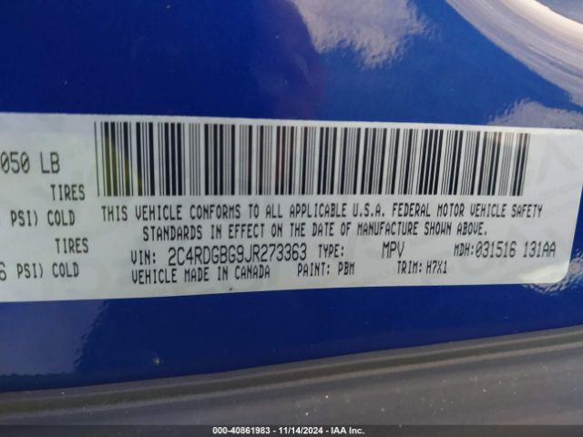 2C4RDGBG9JR273363 Dodge Grand Caravan Se