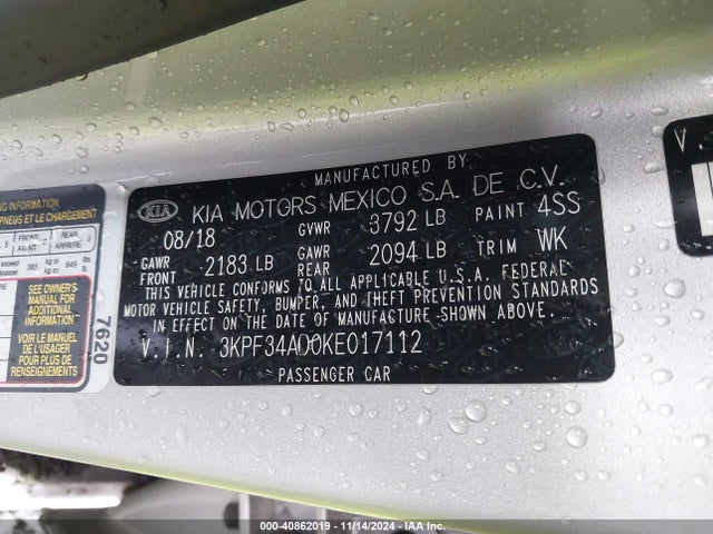 KIA FORTE S 2019 3KPF34AD0KE017112 Image 9