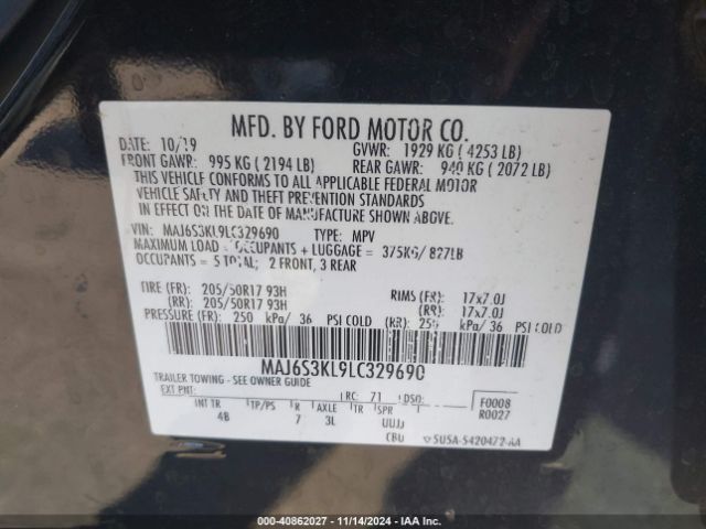 MAJ6S3KL9LC329690 Ford Ecosport Titanium