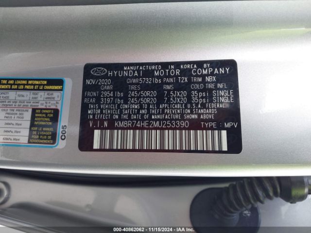 KM8R74HE2MU253390 Hyundai Palisade Calligraphy