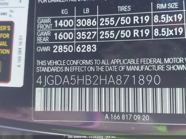 4JGDA5HB2HA871890 Mercedes-Benz Gle 350 4matic