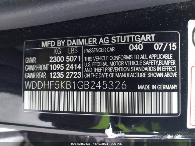 WDDHF5KB1GB245326 Mercedes-Benz E 350