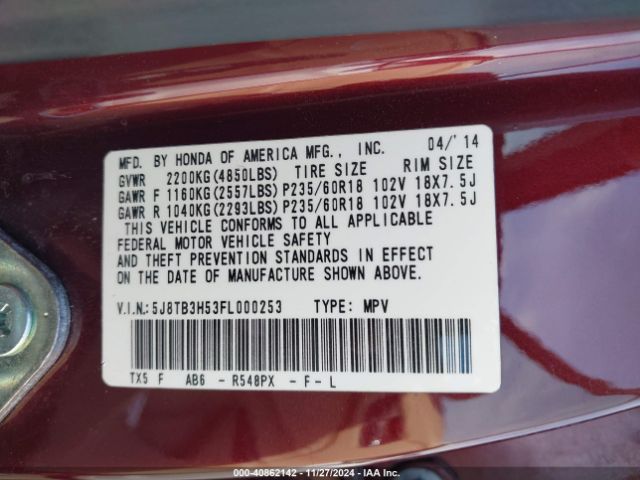 5J8TB3H53FL000253 Acura RDX