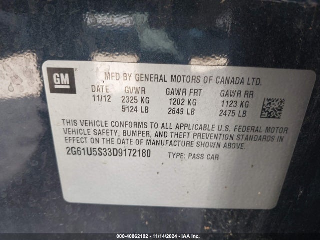 2013 CADILLAC XTS 2G61U5S33D9172180 Photo 8