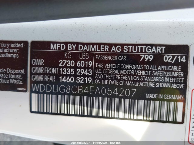 WDDUG8CB4EA054207 Mercedes-Benz S 550