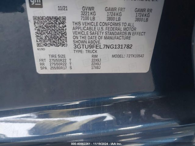 3GTU9FEL7NG131782 GMC Sierra 1500 Limited 4wd  Short Box Denali
