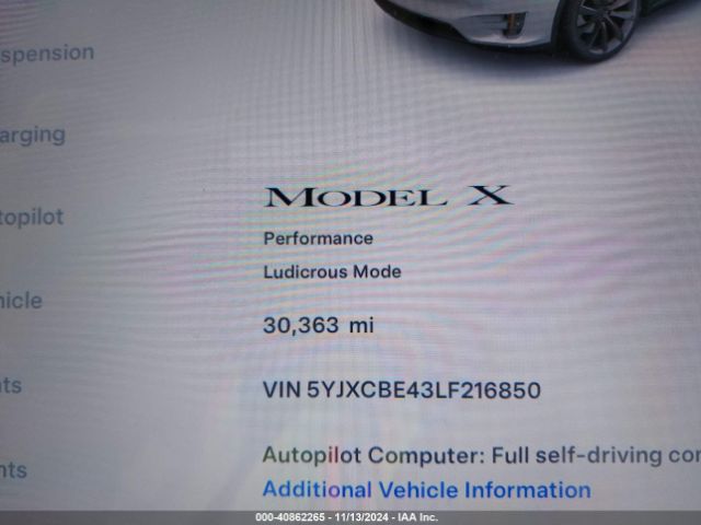 5YJXCBE43LF216850 Tesla Model X Performance Dual Motor All-wheel Drive