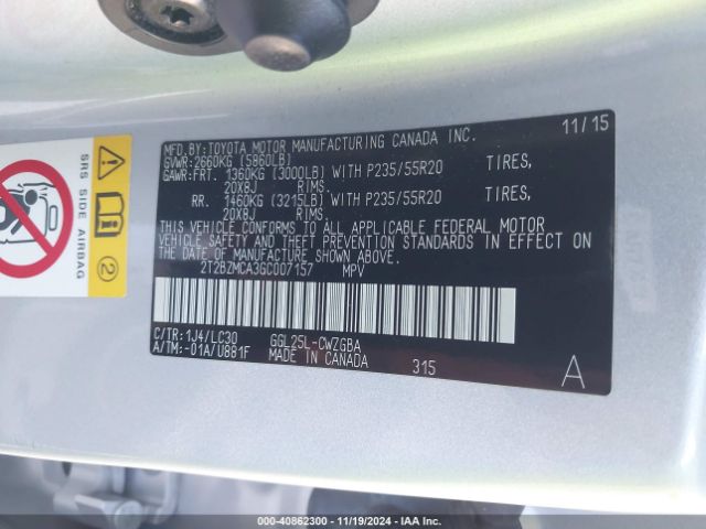 2T2BZMCA3GC007157 Lexus Rx 350 F Sport