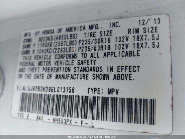 5J8TB3H38EL013156 Acura RDX