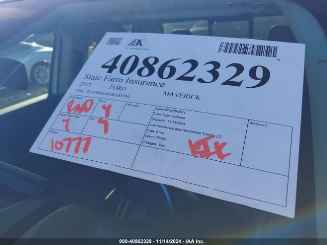 3FTTW8E94NRA85594 Ford Maverick Lariat