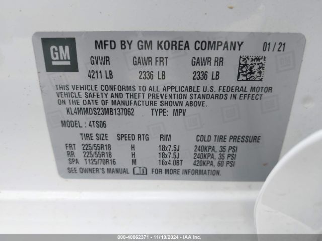 KL4MMDS23MB137062 Buick Encore Gx Fwd Select