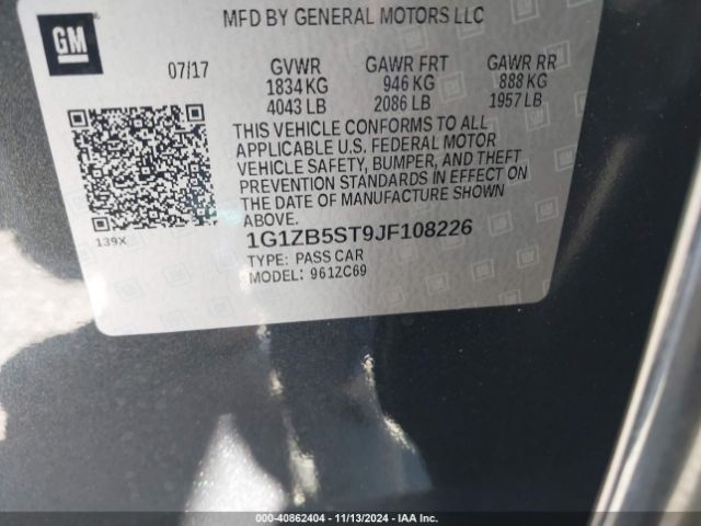 1G1ZB5ST9JF108226 Chevrolet Malibu 1ls