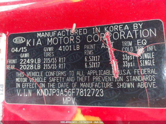 KIA SOUL + 2015 KNDJP3A56F7812723 Image 9