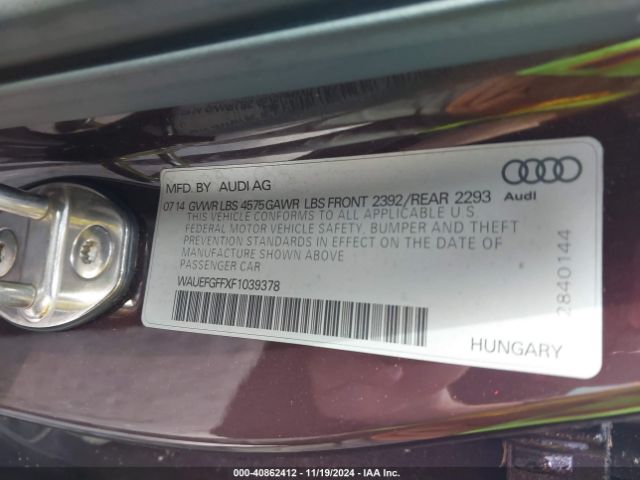WAUEFGFFXF1039378 Audi A3 2.0t Premium
