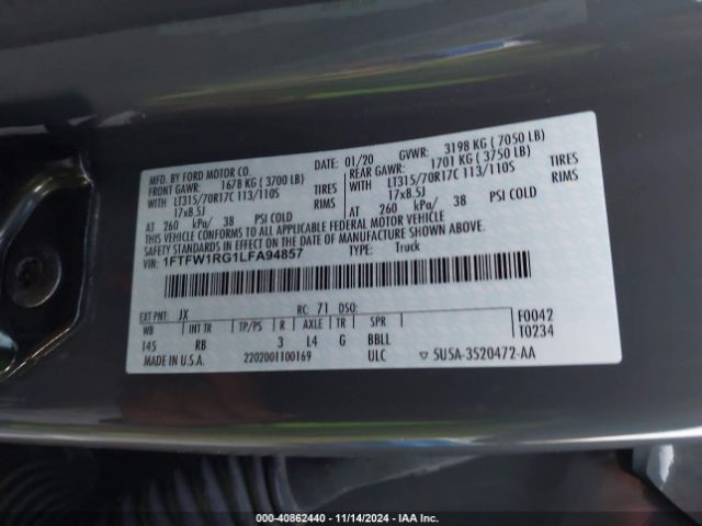 1FTFW1RG1LFA94857 Ford F-150 Raptor