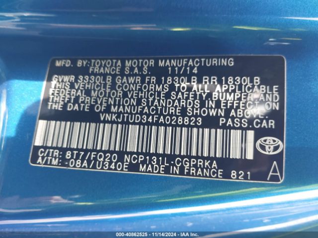 VNKJTUD34FA028823 Toyota YARIS L