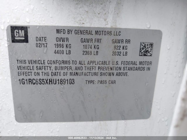 Chevrolet VOLT LT 2017 1G1RC6S5XHU189103 Image 9