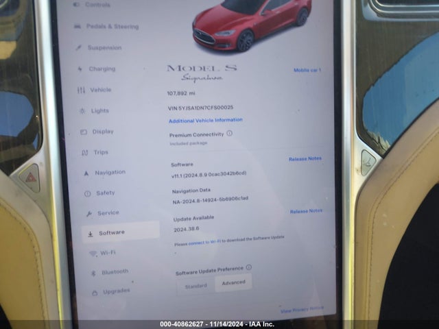 2012 TESLA MODEL S 5YJSA1DN7CFS00025 Photo 6