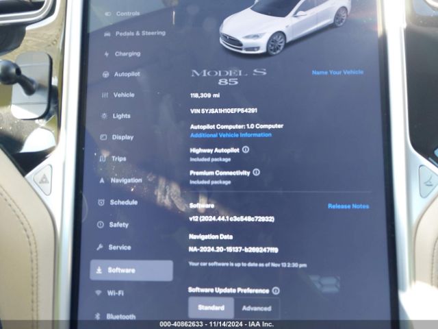 5YJSA1H10EFP54291 Tesla Model S P85