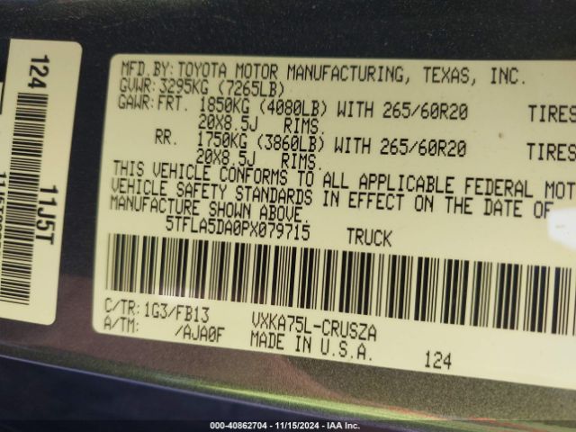 5TFLA5DA0PX079715 Toyota Tundra Sr5
