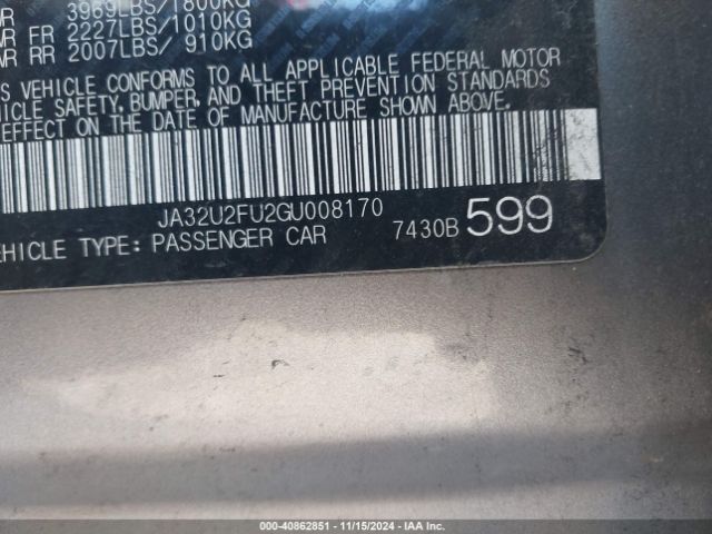 JA32U2FU2GU008170 Mitsubishi LANCER ES