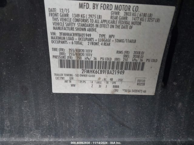 2FMHK6C89FBA21949 Ford FLEX SEL