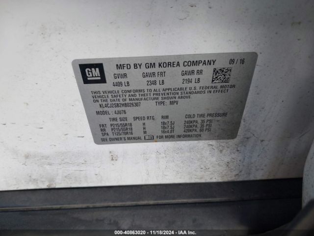 KL4CJ2SB2HB026307 Buick Encore Sport Touring