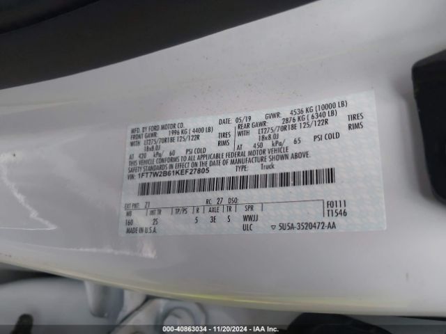 1FT7W2B61KEF27805 Ford F-250 Xlt