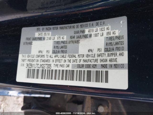 3MZBN1U70JM227305 Mazda Mazda3 Sport