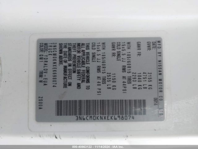 3N6CM0KNXEK698074 Nissan Nv200 S/sv