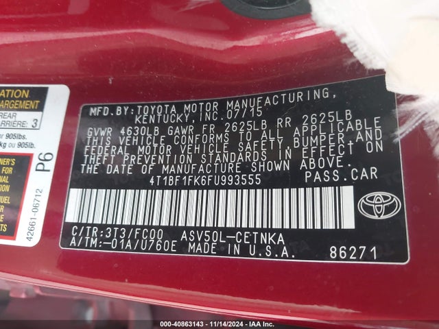Toyota CAMRY LE 2015 4T1BF1FK6FU993555 Image 9
