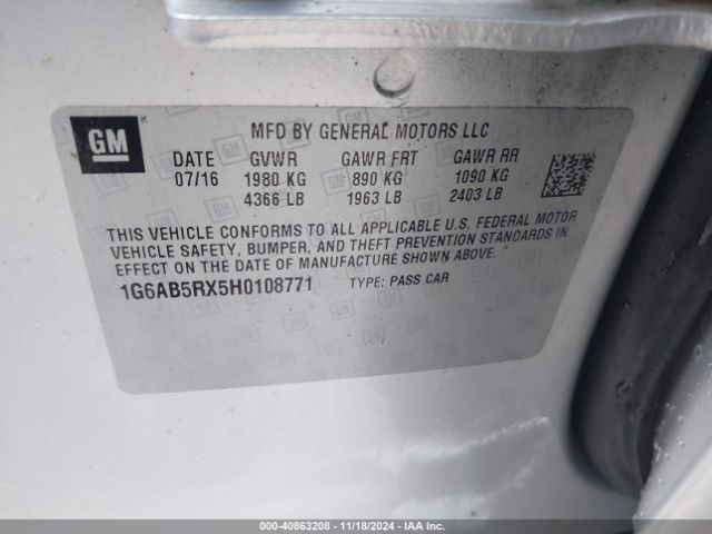 1G6AB5RX5H0108771 Cadillac ATS LUXURY