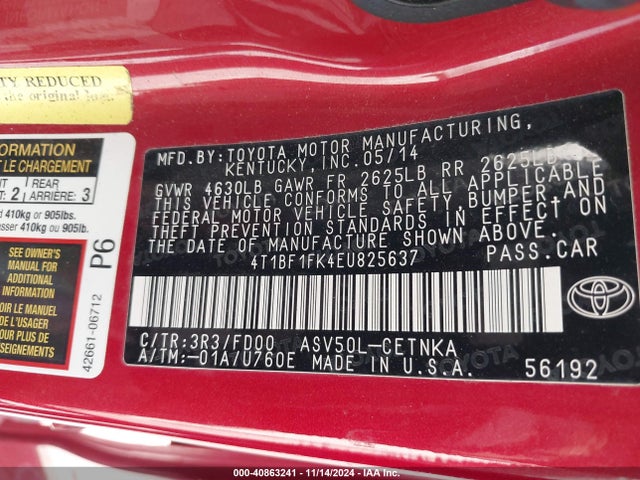 Toyota CAMRY LE 2014 4T1BF1FK4EU825637 Image 25