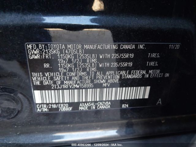 2T3J1RFV2MW158995 Toyota Rav4 Adventure
