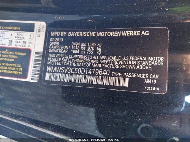 2013 MINI HARDTOP WMWSV3C50DT479640 Photo 8